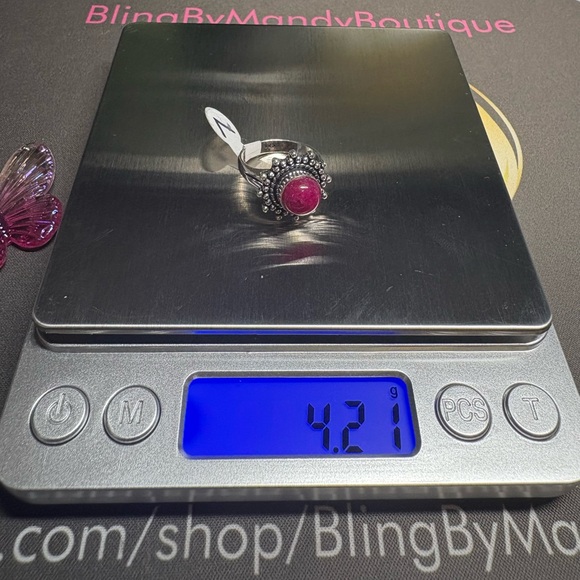 🌈ethnic style red cabochon style stone ring, 925 - Picture 12 of 12